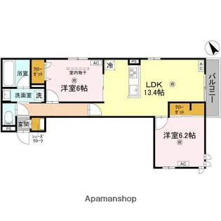 大阪府大阪市住吉区我孫子2丁目【アパート】の間取り