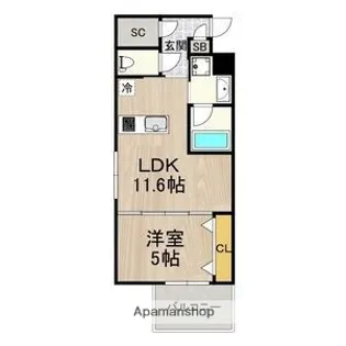 大阪府大阪市東住吉区駒川1丁目【マンション】の間取り
