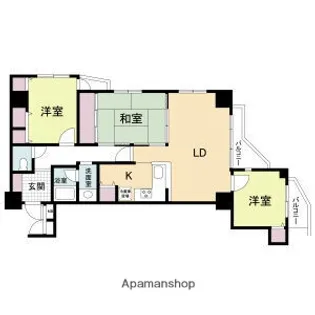 大阪府大阪市東住吉区桑津2丁目【マンション】の間取り