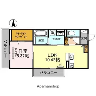 大阪府大阪市東住吉区湯里6丁目【アパート】の間取り