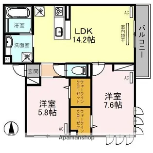 大阪府大阪市阿倍野区天王寺町南2丁目【アパート】の間取り