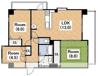リベラルパレス文の里【5階】の間取り