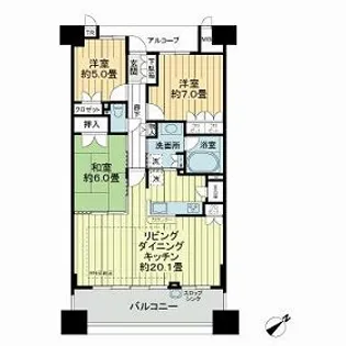 リバーガーデンコスモスクエア【12階】の間取り