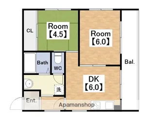 ベルクK−1【402号室】の間取り