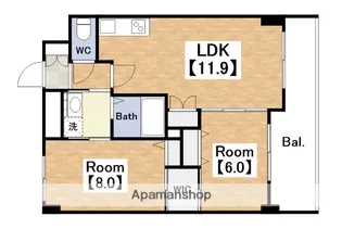 シャンピア西田辺【5階】の間取り
