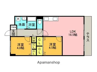 ハウゼミヤウラ【4階】の間取り