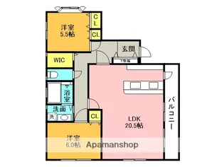 フェリッツ上甲子園(旧浅井マンション)【3階】の間取り