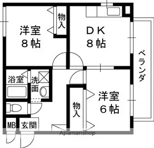 シャルマンコート西宮【2階】の間取り