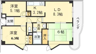 フォルテ上甲子園【5階】の間取り