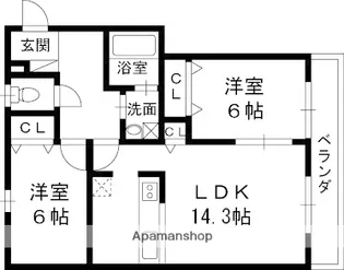 コンフォートプレイス【1階】の間取り