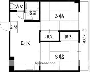 市隆ハイツ立花2番館【3階】の間取り