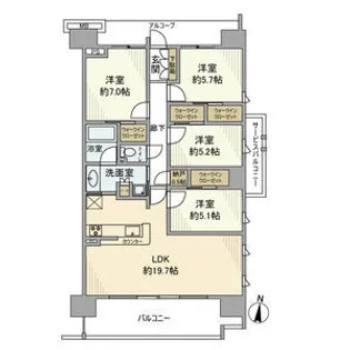 プラウドシティ塚口マークスカイ【4階】の間取り