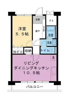 ビレッジハウス南清水タワー1号棟【0605号室】の間取り