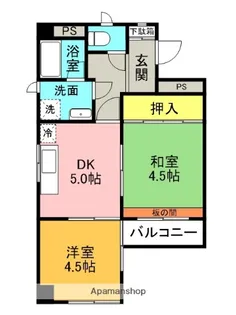 ロイヤルメゾン山際【305号室】の間取り