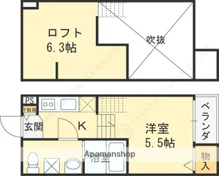 MACARON MOU 瓦宮【2階】の間取り