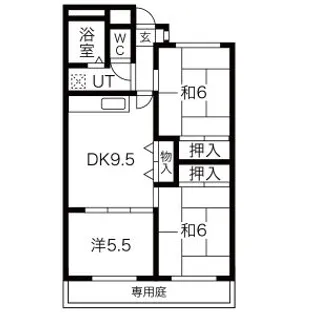 ハイツキタウラ【1階】の間取り