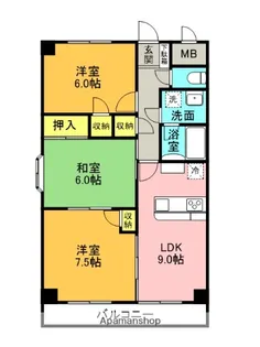 シャルマンコーポ荒牧【4階】の間取り