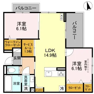 2LDKの間取り画像