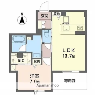 ディアメゾン南塚口【1階】の間取り