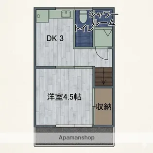 兵庫県尼崎市瓦宮アパート【2F号室】の間取り