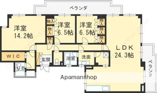 グランパラッシオ甲陽園【201号室】の間取り