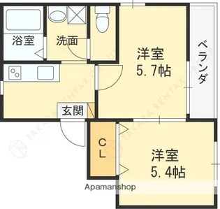 クレスト北口【101号室】の間取り