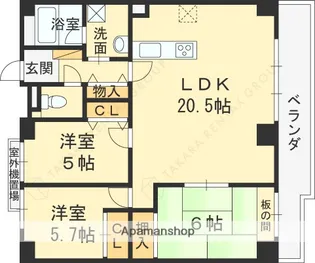 ラピタス31西宮【2304号室】の間取り