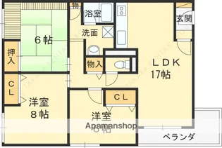 西宝仁川マンション【2階】の間取り