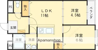 甲子園第2松並ハイツ【2階】の間取り