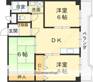 門戸パレス【502号室】の間取り