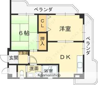 門戸パレス【6階】の間取り