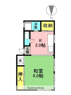 奥田コーポ【2F北号室】の間取り