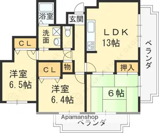 ガーデンフラッツ夙川【3階】の間取り