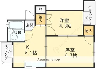 NBハイム西宮・甲陽【102号室】の間取り