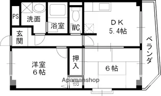 ジェンティール甲東【102号室】の間取り