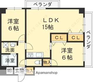 グリーンヒル門戸【3階】の間取り