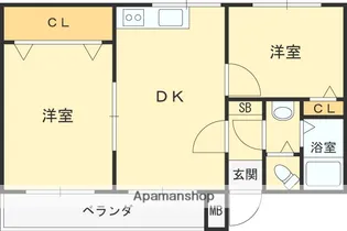 ハイツ室川【1 203号室】の間取り