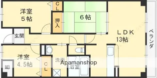 ファミリアル門戸【2階】の間取り