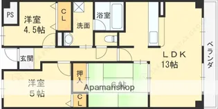 ファミリアル門戸【406号室】の間取り