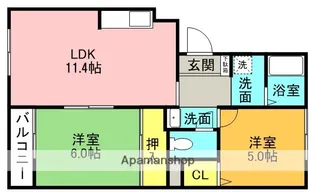 ブランユーカリB棟【1階】の間取り