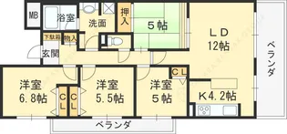 甲子園三番町ハイツ【1階】の間取り