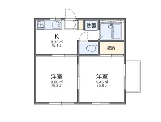 レオパレスアムール【2階】の間取り