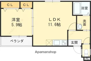 兵庫県西宮市西福町【アパート】の間取り