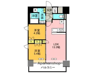 ブランシエスタ西宮【9階】の間取り