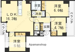 アクイラ西宮北口【202号室】の間取り