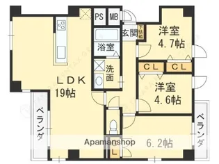 アクイラ西宮北口【301号室】の間取り