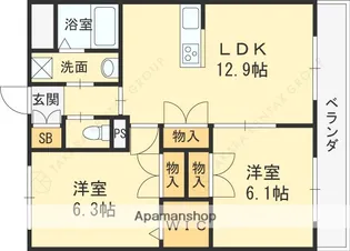 ヘーベルガーデン松山町【106号室】の間取り