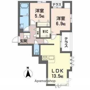 エトール南昭和【101号室】の間取り