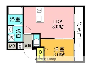 フルール甲子園【2階】の間取り