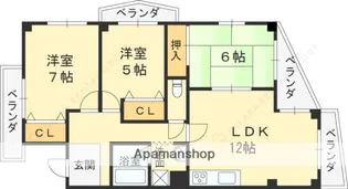 プール・トゥジュール甲陽園【1階】の間取り